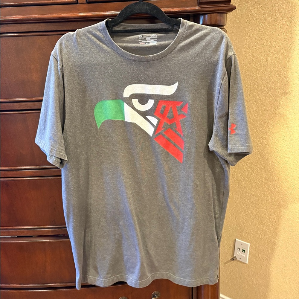 Under Armour Gray Graphic Tee with Multicolor Design CANELO ALVAREZ